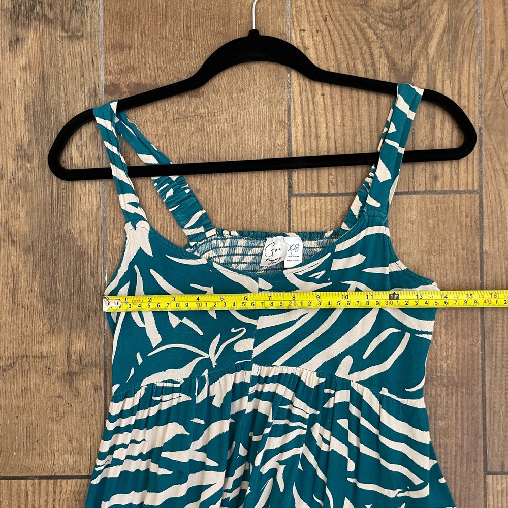 Goa Beachwear by Japna Maxi Dress Womens XS Teal Zebra Print Smocked Back - Picture 5 of 7